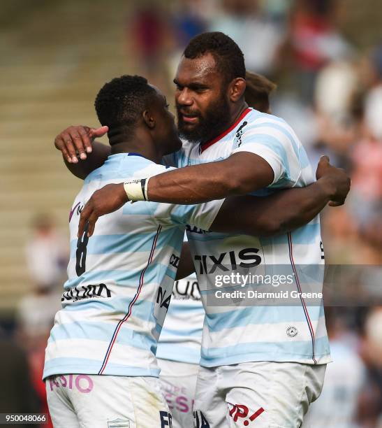 Bordeaux , France - 22 April 2018; Yannick Nyanga, left, and Leone Nakawara of Racing 92 after the European Rugby Champions Cup semi-final match...