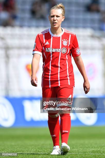 Kristin Demann of Bayern Muenchen looks on during the Allianz Frauen Bundesliga match between FC Bayern Muenchen Women's and USV Jena Women's at...