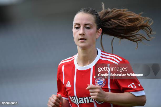 Sara Daebritz of Bayern Muenchen looks on during the Allianz Frauen Bundesliga match between FC Bayern Muenchen Women's and USV Jena Women's at...