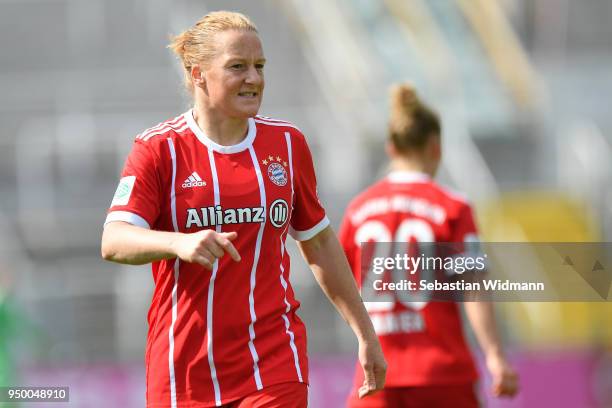 Melanie Behringer of Bayern Muenchen looks on during the Allianz Frauen Bundesliga match between FC Bayern Muenchen Women's and USV Jena Women's at...