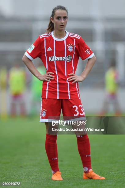 Sara Daebritz of Bayern Muenchen looks on during the Allianz Frauen Bundesliga match between FC Bayern Muenchen Women's and USV Jena Women's at...