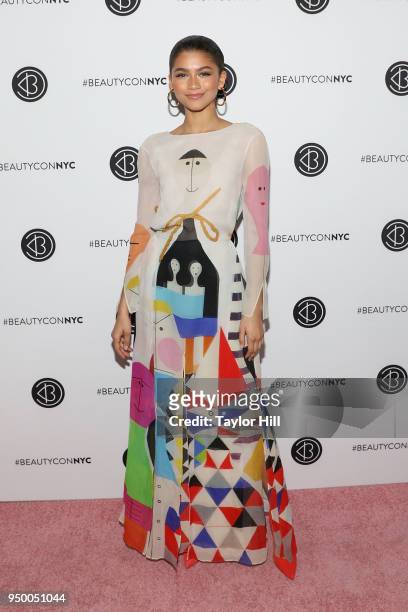 Zendaya attends the 2018 Beautycon NYC at The Jacob K. Javits Convention Center on April 22, 2018 in New York City.
