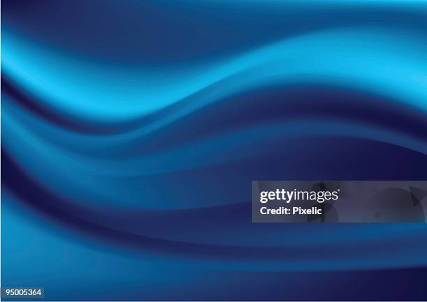 stockillustraties, clipart, cartoons en iconen met abstract image of blue and black wavy lines - zijde