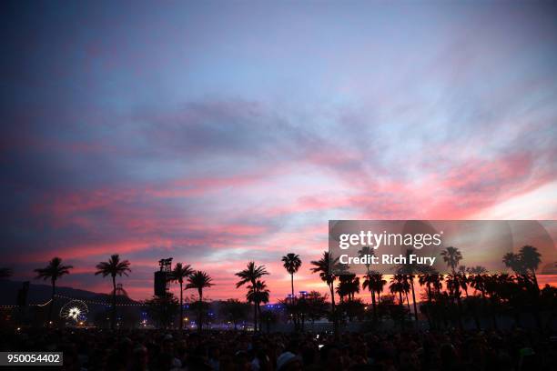 The sunset is seen during the 2018 Coachella Valley Music And Arts Festival at the Empire Polo Field on April 21, 2018 in Indio, California.