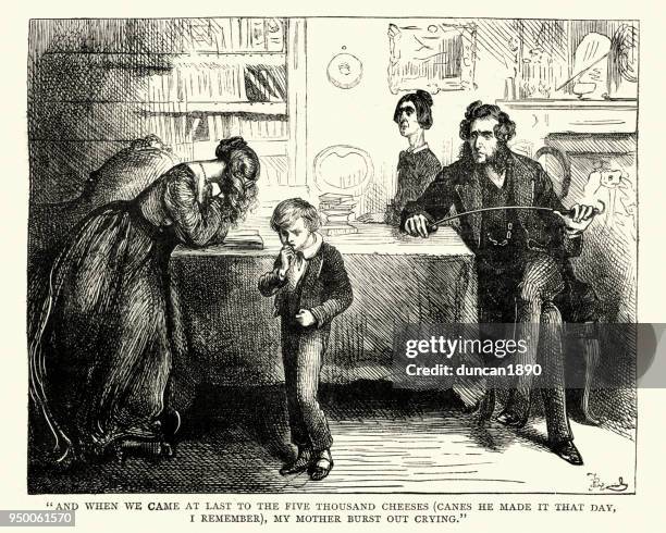 stockillustraties, clipart, cartoons en iconen met david copperfield van charles dickens, mijn moeder barstte uit huilen - dickens