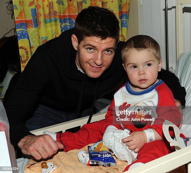 Captian of Liverpool Steven Gerrard goes to visit Corey at Alder Hey Children's Hospital on December 22, 2009 in Liverpool, England.