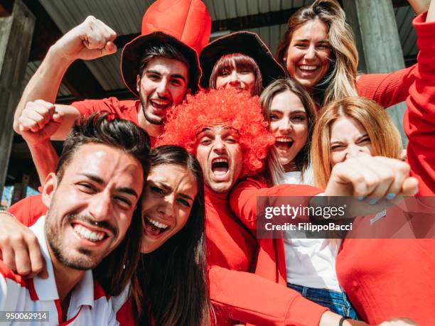 fans at stadium together - spectator selfie stock pictures, royalty-free photos & images