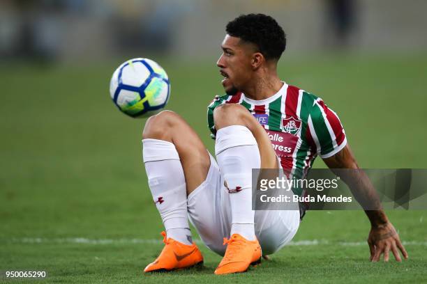 Douglas of Fluminense struggles for the ball during a match between Fluminense and Cruzeiro as part of Brasileirao Series A 2018 at Maracana Stadium...