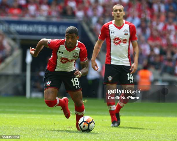 Southampton's Mario Lemina during the FA Cup semi-final match between Chelsea and Southampton at Wembley, London, England on 22 April 2018.