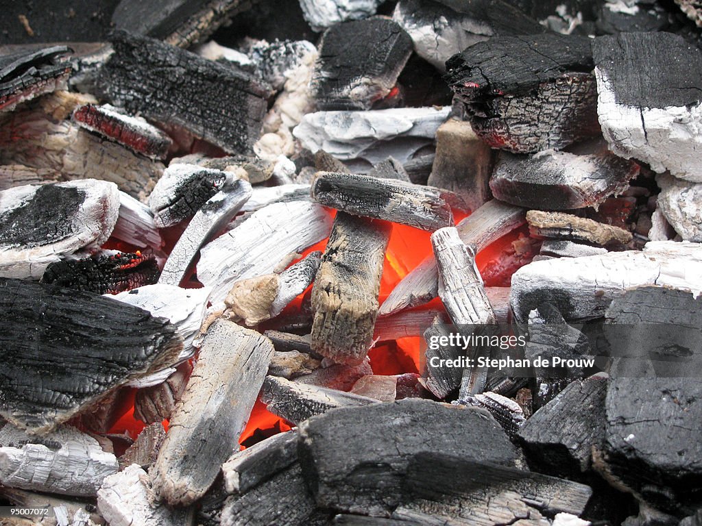 Glowing hot coal