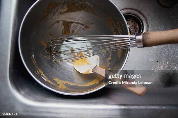 dirty dishes in the sink - dirty sink stock pictures, royalty-free photos & images