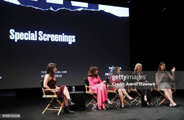 Carrie Goldberg, Anita Sarkeesian, Tina Reine and Cynthia Lowen attend the screening for "Netizens" during the 2018 Tribeca Film Festival at SVA...