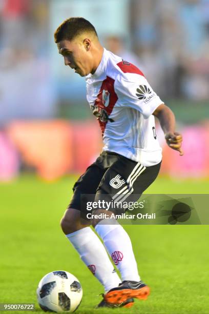 Juan Fernando Quintero of River Plate drives the ball during a match between Arsenal and River Plate as part of Argentina Superliga 2017/18 at Julio...