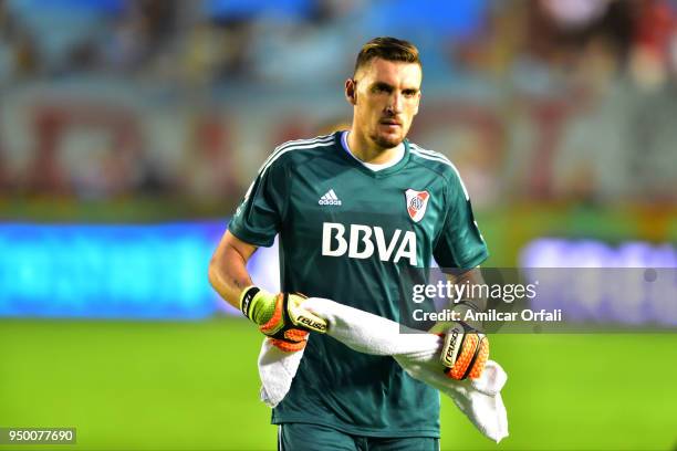 Franco Armani goalkeeper of River Plate looks on during a match between Arsenal and River Plate as part of Argentina Superliga 2017/18 at Julio...