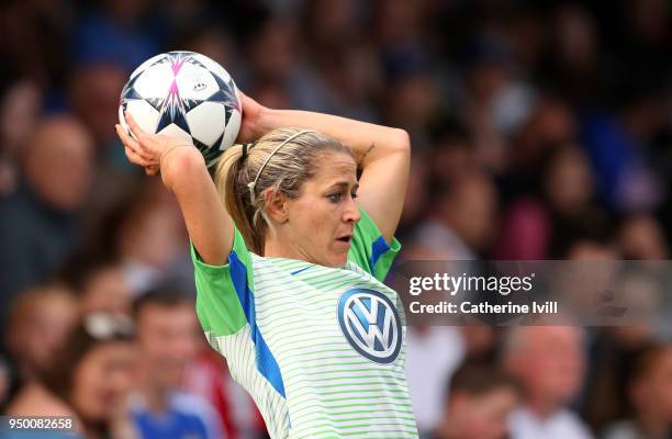 Anna Blasse of Wolfsburg during the UEFA Womens Champions League Semi-Final: First Leg between Chelsea Ladies and Wolfsburg at The Cherry Red Records...