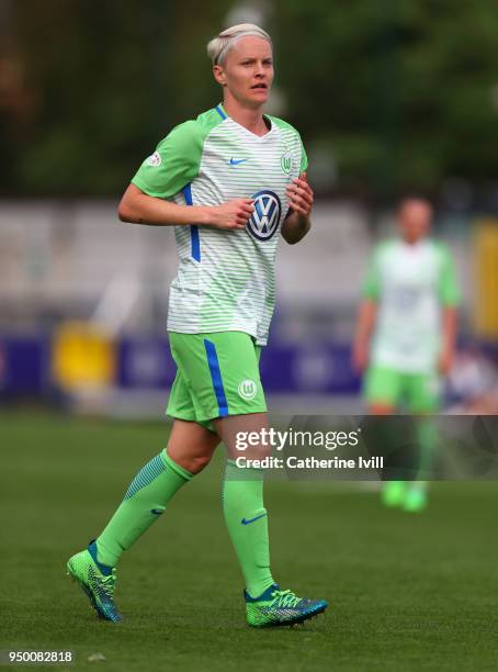 Nilla Fischer of Wolfsburg during the UEFA Womens Champions League Semi-Final: First Leg between Chelsea Ladies and Wolfsburg at The Cherry Red...