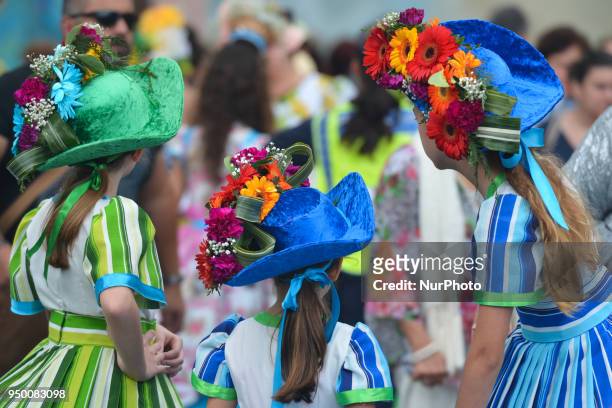 Participants gather ahead of this year edition of the Flower Parade where hundreds of flower dancers accompanied by huge floral floats parade through...