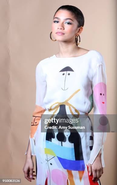 Zendaya poses at the Beautycon Festival NYC 2018 on April 22, 2018 in New York City.