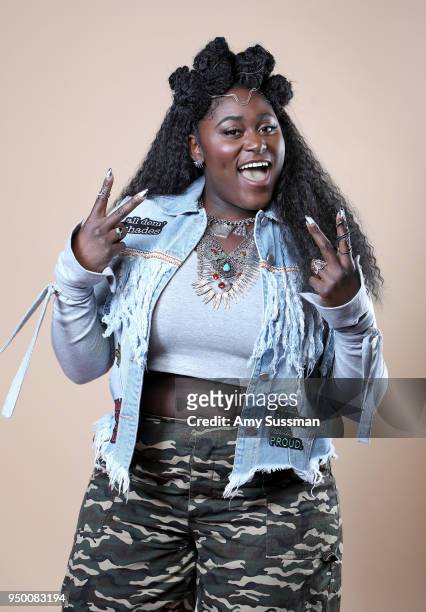 Danielle Brooks poses at the Beautycon Festival NYC 2018 on April 22, 2018 in New York City.
