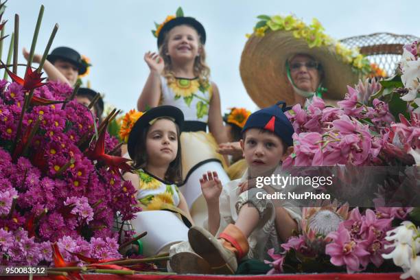 Hundreds of flower dancers of all age accompanied by huge floral floats parade take part of the 2018 edition of Flower Parade through the main...