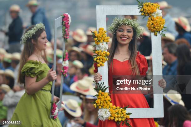 Hundreds of flower dancers of all age accompanied by huge floral floats parade take part of the 2018 edition of Flower Parade through the main...