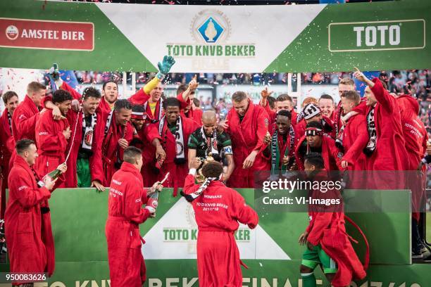 Players of Feyenoord with the cup, KNVB-beker, Karim El Ahmadi of Feyenoord during the Dutch Toto KNVB Cup Final match between AZ Alkmaar and...