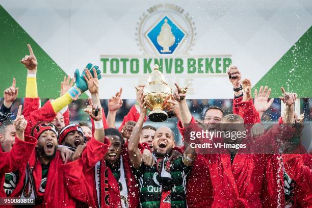 Players of Feyenoord with the cup, KNVB-beker, Karim El Ahmadi of Feyenoord during the Dutch Toto KNVB Cup Final match between AZ Alkmaar and...