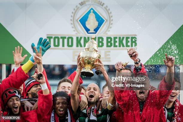 Players of Feyenoord with the cup, KNVB-beker, Karim El Ahmadi of Feyenoord during the Dutch Toto KNVB Cup Final match between AZ Alkmaar and...