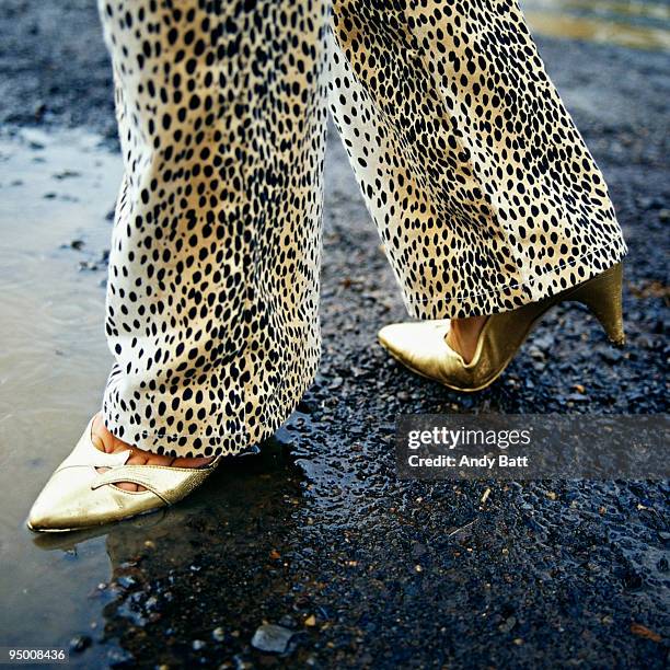 woman in high heels - leopard print stock pictures, royalty-free photos & images