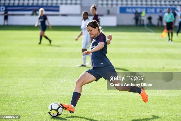 Laure Boulleau of PSG during the French Women's Division 1 match between Paris Saint Germain and Marseille at Stade Jean Bouin on April 21, 2018 in...