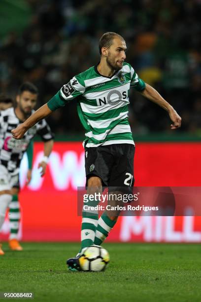 Sporting CP forward Bas Dost from Holland scores Sporting goal during the Portuguese Primeira Liga match between Sporting CP and Boavista FC at...