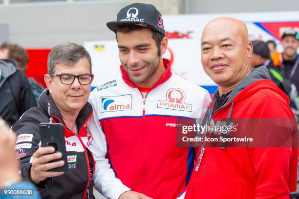Alma Pramac Racing Danilo Petrucci takes a selfie photo with a fans during the MotoGP Red Bull U.S. Grand Prix of The Americas - Qualifying at...