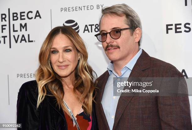 Sarah Jessica Parker and Matthew Broderick attend a screening of "To Dust" during the 2018 Tribeca Film Festival at SVA Theatre on April 22, 2018 in...