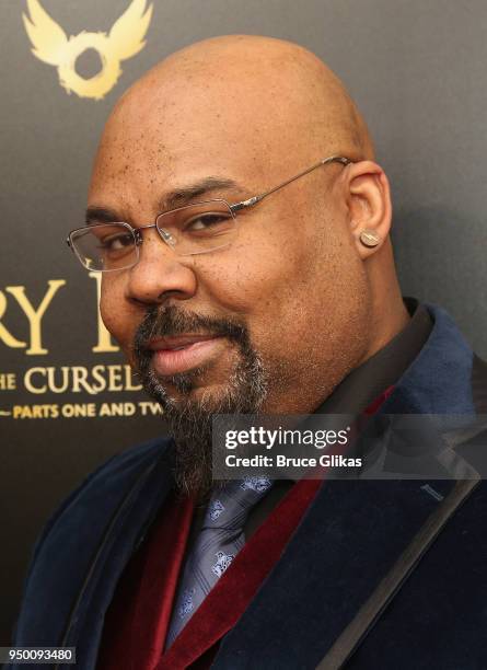 James Monroe Iglehart poses at "Harry Potter and The Cursed Child parts 1 & 2" on Broadway Opening Night at The Lyric Theatre on April 22, 2018 in...