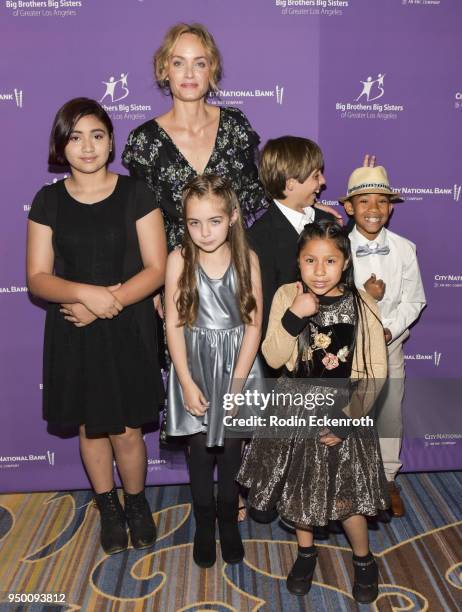 Model Amber Valletta and "littles" arrive at the Big Brothers Big Sisters of Greater Los Angeles Annual "Accessories for Success" Scholarship...