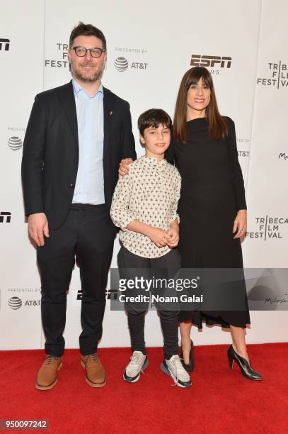Jonny Bauer, Linus Bauer, and director Jill Magid attend a screening of "The Proposal" during the 2018 Tribeca Film Festival at Cinepolis Chelsea on...