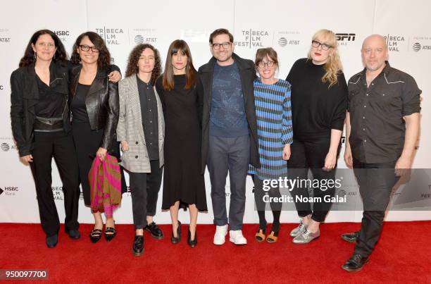 Laura Poitras, Pamela Echeverría, Hannah Buck, Jill Magid, Jarred Alterman, Laura Coxson, Charlotte Cook, and T. Griffin attend a screening of "The...