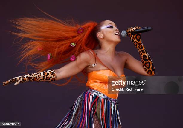 Jillian Hervey of Lion Babe performs onstage during the 2018 Coachella Valley Music And Arts Festival at the Empire Polo Field on April 22, 2018 in...