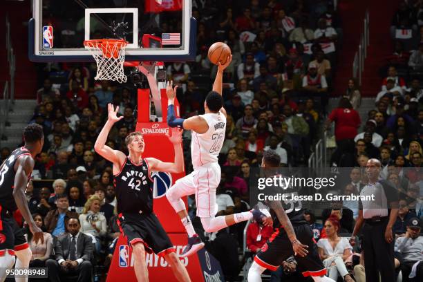 Otto Porter Jr. #22 of the Washington Wizards shoots the ball against the Toronto Raptors in Game Four of Round One of the 2018 NBA Playoffs on April...