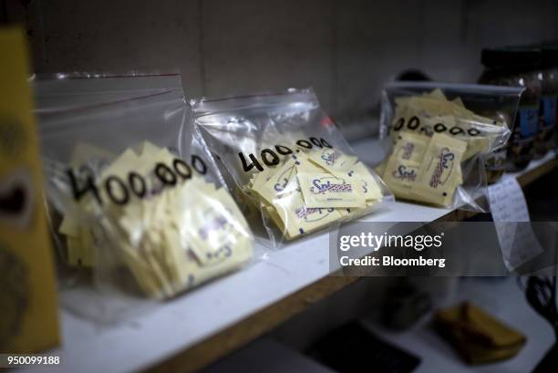 Ziploc bags of Splenda sweetner sit on display for sale in the Chacao Municipal market in Caracas, Venezuela, on Saturday, April 14, 2018. As...