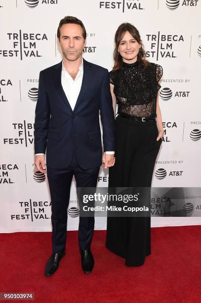 Alessandro Nivola and Emily Mortimer attend a screening of "To Dust" during the 2018 Tribeca Film Festival at SVA Theatre on April 22, 2018 in New...