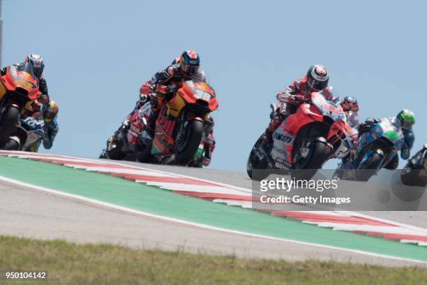 Jorge Lorenzo of Spain and Ducati Team leads the field during the MotoGP race during the MotoGp Red Bull U.S. Grand Prix of The Americas - Race at...