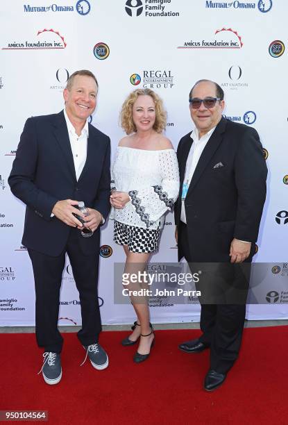 Steve Guttenberg, Virginia Madsen and Mark Famiglia attend the 2018 Sarasota Film Festival on April 21, 2018 in Sarasota, Florida.