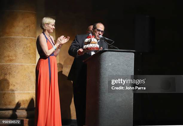 Penelope Ann Miller and Mark Famiglio attend the 2018 Sarasota Film Festival on April 21, 2018 in Sarasota, Florida.