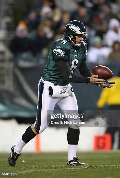 Sav Rocca of the Philadelphia Eagles punts against the San Francisco 49ers at Lincoln Financial Field on December 20, 2009 in Philadelphia,...
