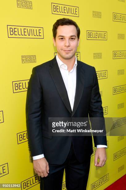 Skylar Astin attends the Opening Night Of "Belleville," presented by Pasadena Playhouse on April 22, 2018 in Pasadena, California.