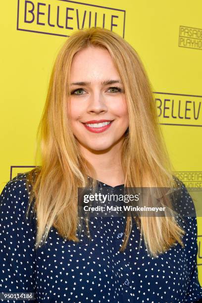 Jessica Barth attends the Opening Night Of "Belleville," presented by Pasadena Playhouse on April 22, 2018 in Pasadena, California.