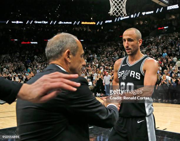 Assistant coach Ettore Messinaof the San Antonio Spurs, filling in for head coach Gregg Popovich who is away after the death of his wife,...