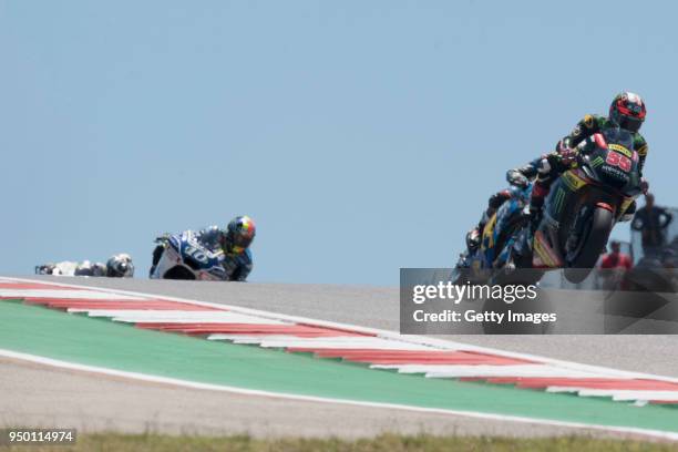 Hafizh Syahrin of Malaysia and Monster Yamaha Tech 3 leads the field during the MotoGP race during the MotoGp Red Bull U.S. Grand Prix of The...