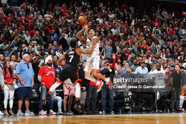 Otto Porter Jr. #22 of the Washington Wizards shoots the ball against the Toronto Raptors in Game Four of Round One of the 2018 NBA Playoffs on April...